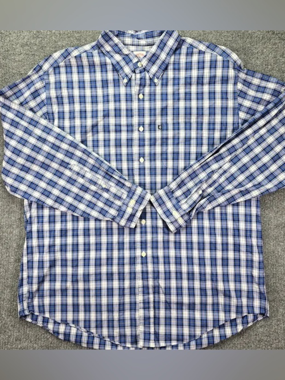 Classic Blue Plaid Button-Down Shirt - Casual Long Sleeve